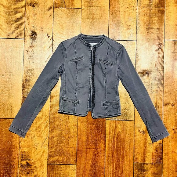 Esprit Grey Soft Demin Jacket with Hook Closure and Zip Sleeve Details - Picture 2 of 13